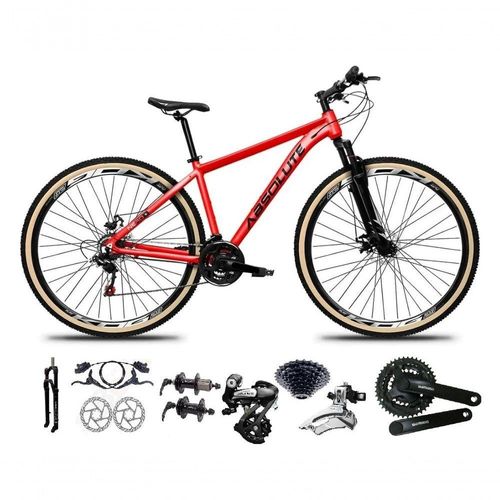 Bicicleta Aro 29 Absolute Nero 5 Shimano Altus 24v Freios Hidráulicos Garfo Com Trava Pneu Com Faixa Vermelho Tam 21