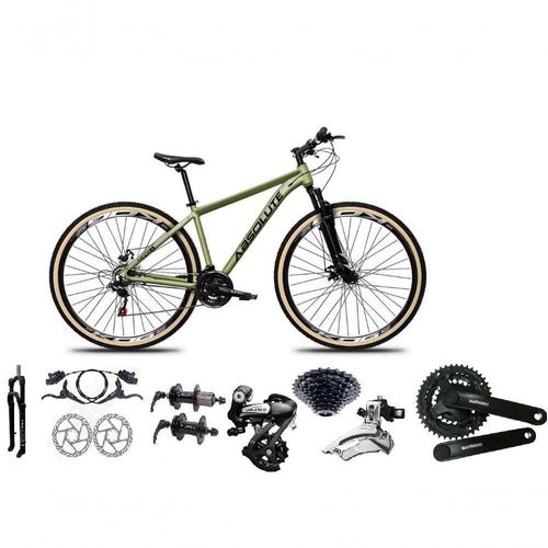 Bicicleta Aro 29 Absolute Nero 5 Shimano Altus 24v Freios Hidráulicos Garfo Com Trava Pneu Com Faixa Oliva Tam 17