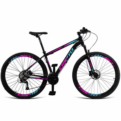 Bicicleta Aro 29 24v Freios Disco - Preto/Azul/Rosa - 15"