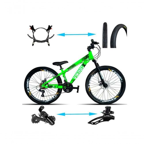 Bicicleta Viking Aro 26 Tuffx25/30 Vmaxx Freio Hidráulico 21v Verde Neon.