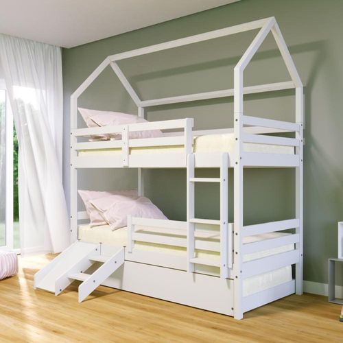 Treliche Casinha Solteiro Slim Escada/escorregador Branco