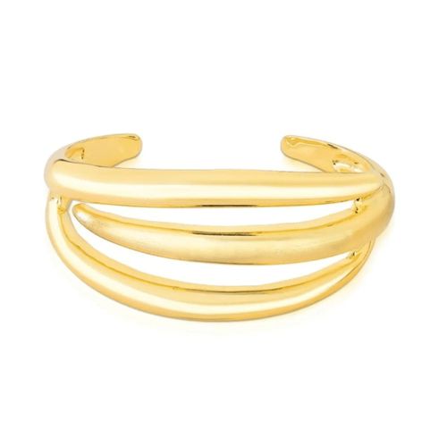 Bracelete com Três Voltas Acetinado Banhado em Ouro 18k