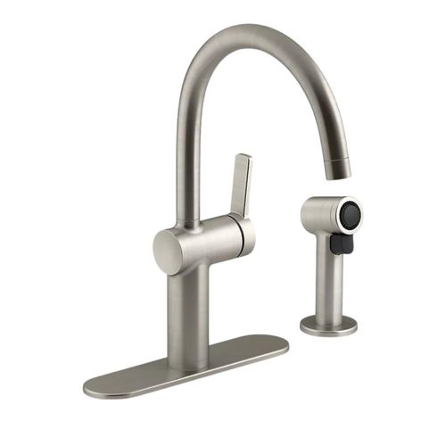 Torneira Misturador Kohler Koi Monocomando c/ Pulverizador Lateral para Cozinha K-R22141-VS Aço Inoxidável Vibrante
