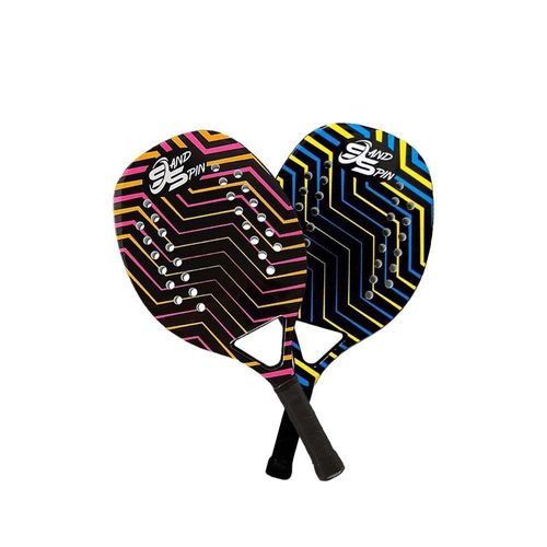 Kit 2 Raquetes De Beach Tennis Sand Spin Aloha Fibra De Carbono Rosa E Azul - Rosa E Azul