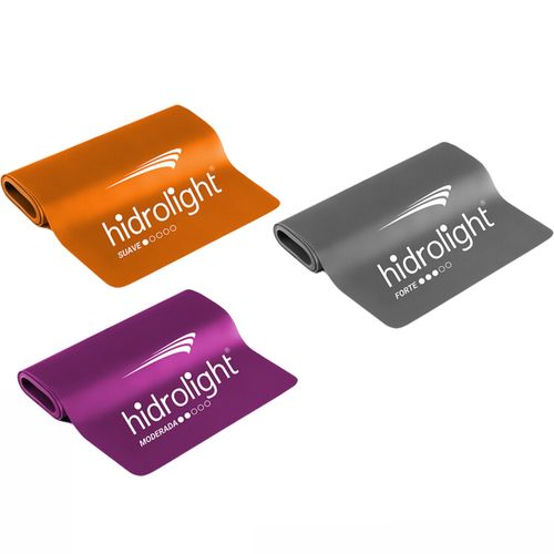 Faixa Elástica Kit com 3 Resistencias Fortalecimento Muscular Hidrolight