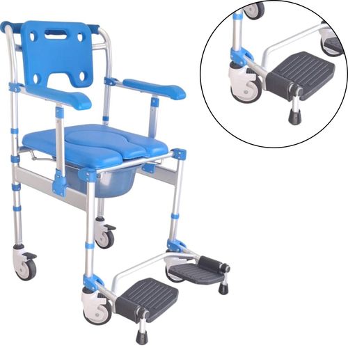 Cadeira de Banho e Higienica para Idosos Azul até 120kg Supermedy