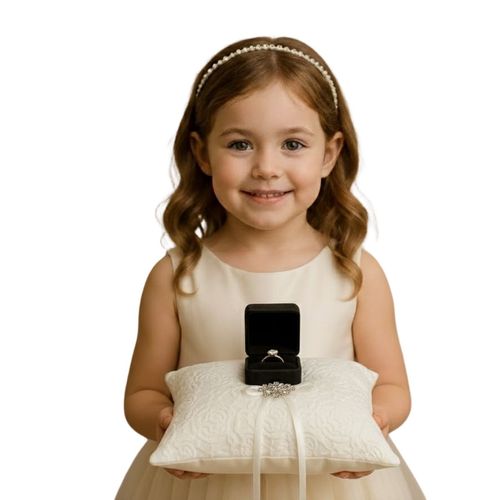 Almofada Porta Alianças com Renda e Strass Luxo Festa