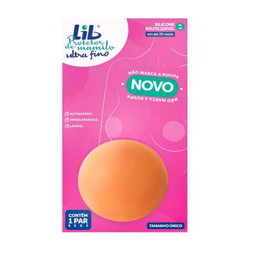 Protetor de Mamilo Lib Ultra Fino Reutilizável Cor Bege - 1 par