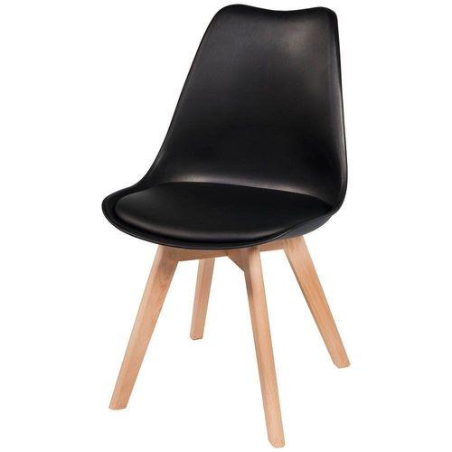 Cadeira Leda Preta - Charles Eames Wood Com Almofada - Qualidade Garantida