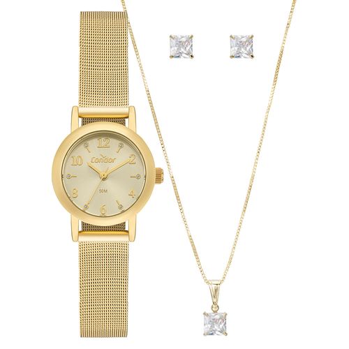 Kit Relógio Condor Feminino Mini Dourado - CO2035NWQ/K4X Kit Condor Feminino Mini Dourado - CO2035NWQ/K4X