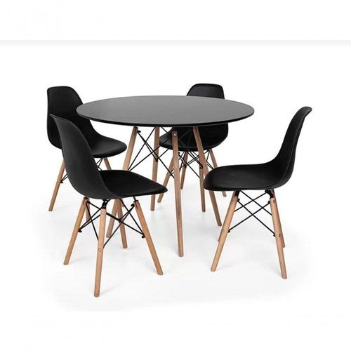 Conjunto De Jantar Mesa Eiffel 90cm Preta 4 Cadeiras Eiffel. - Alta Qualidade!