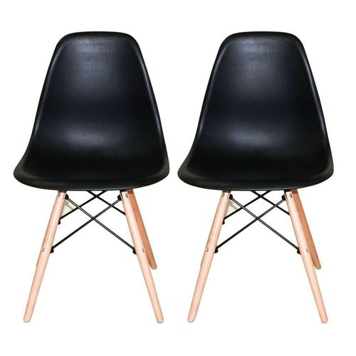 Kit Com 2 Cadeiras Charles Eames Eiffel Preta. - design resistente