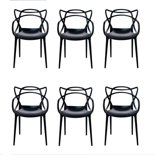 Kit C/6 Cadeira Allegra Masters Polipropileno Preta