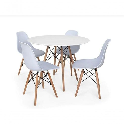 Conjunto De Jantar Mesa Eiffel 80cm Branca 4 Cadeiras Dkr