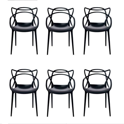 Kit C/6 Cadeira Allegra Masters Polipropileno Preta