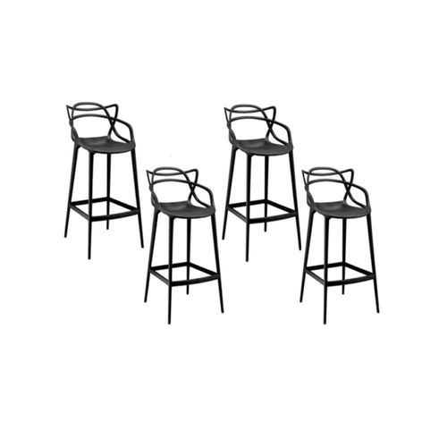 Conjunto C/4 Banquetas Médias Masters Allegra 66Cm visual disponível na cor Preto.
