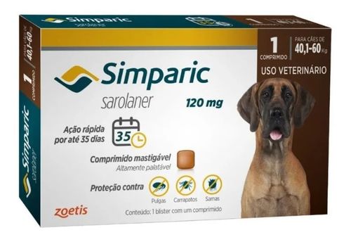 Simparic 120mg Cães 40,1 até 60Kg 1 Comprimidos