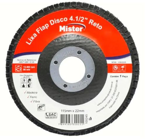Lixa Flap Disco 4.1/2 Reto Grao 100 Mister