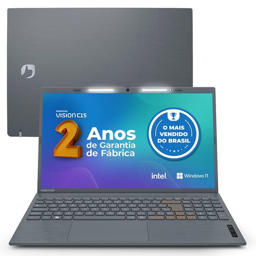 Notebook Positivo Vision Intel Celeron Dual Core 4GB, 128GB eMMC, Tela HD 15,6”, Windows 11 + Microsoft 365 Personal Válido por 1 Ano - C15 Lumina BAR