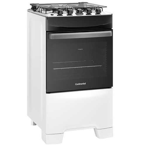 Fogão Continental 4 Bocas FC4IB com Mesa de Inox, Tecnologia Top Limpa Fácil e Acendimento Automático Bivolt – Branco
