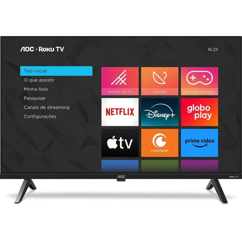 Smart TV 43” Full HD DLED AOC 43S5045/78G com sistema operacional Roku, processador Quad Core, Dolby Audio, HDMI e USB
