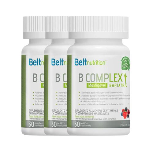 COMBO 3 BELT BARIATRIC B COMPLEX 30 PASTILHAS BELT NUTRITION - FRUTAS VERMELHAS