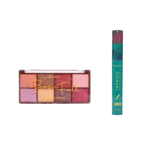 Kit Ruby Rose Paleta De Sombras Basic Fall+máscara Tropico - Alta Padrão de Fabricação