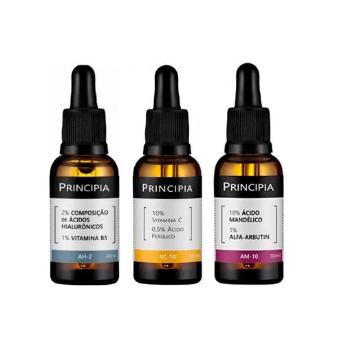 Kit Principia Sérum Facial Vitamina B5 30ml+Sérum Facial AM-10 Anti-Manchas 30ml+Sérum Vitamina C Antioxidante VC-10 - 30ml