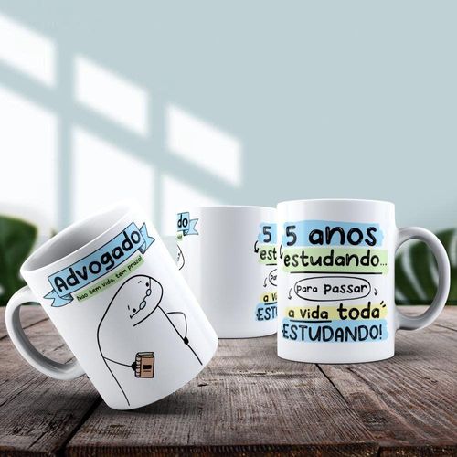 Caneca De Porcelana 325ml Flork Profissões Masculino Advogado