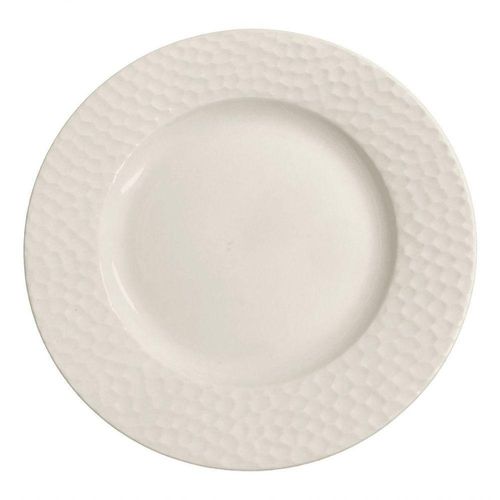 Prato Porcelana Raso 27cm Branco Martelado Schmidt