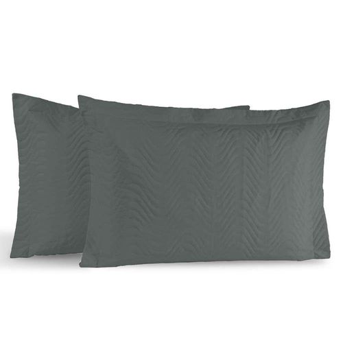 Kit Portas Travesseiros Silver Percal 180 Fios 50cm X 70cm 2 Peças - Grafite