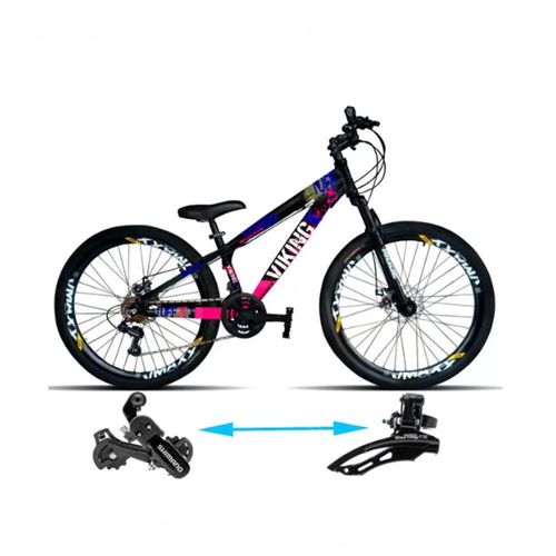 Bicicleta Vikingx Aro 26 Tuffx25/30 Vmaxx Freio A Disco 21v Preto Rosa.