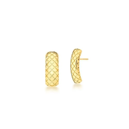 Brinco com textura em losango banhado em ouro