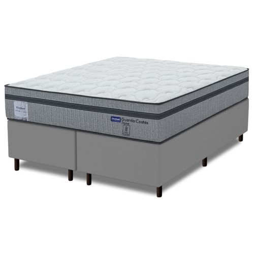 Cama Box Queen Probel Molas Ensacadas Euro In 158x198x68cm Guarda Costas Stone Branco/Cinza