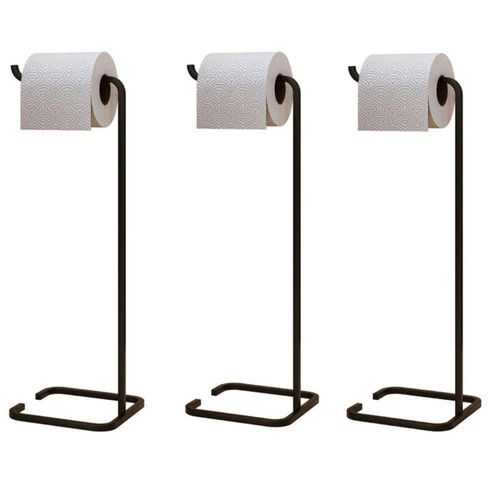 Kit 3 Porta Papel Higiênico Para Banheiro Level Preto