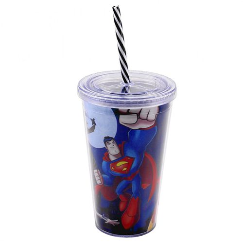 Copo com Canudo Personagens DC Comics 450ml - Tasco Inport