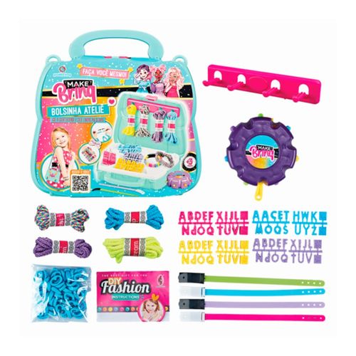 Kit Bolsinha Ateliê Infantil Pulseira Letra Azul - Polibrinq