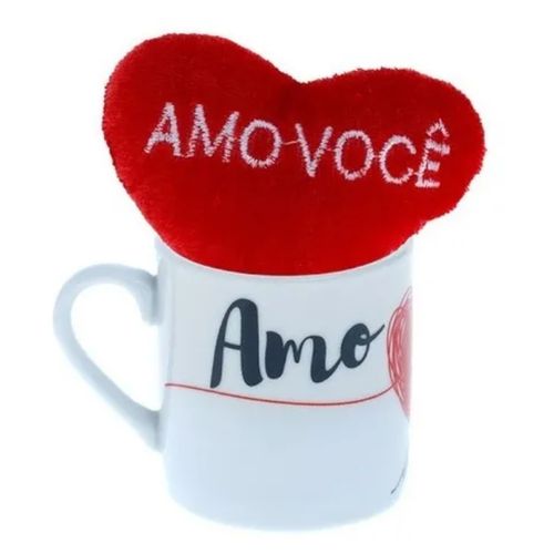 Mini Caneca Cerâmica Com Coração De Pelúcia - Art House