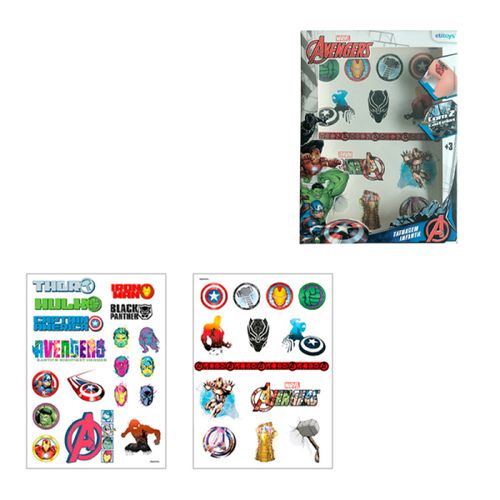 Tatuagem Infantil Avengers - Etitoys