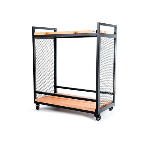 Carrinho Churrasco Mesa de Servir Multiuso Gourmet em Aço e Madeira Maciça