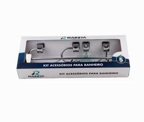 111217 Kit Acessorios Banheiro Rainha Semi Luxo Square Inox