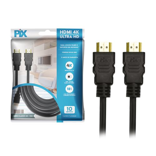 Cabo Hdmi 10 Metros V2.0 19 Pinos 4k Hdr - Pix 018-2230