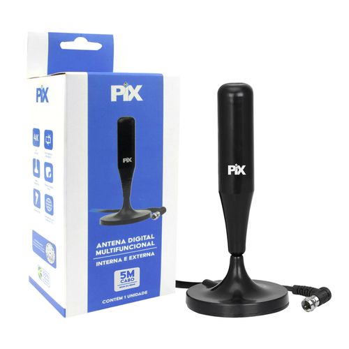 Antena Tv Digital Interna Com Cabo 5 Metros e Conector 90º - Pix SC-9500