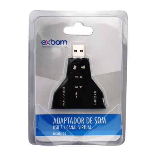 Placa De Som Usb 7.1 Canais Virtual 4 Portas - Exbom Usom-20