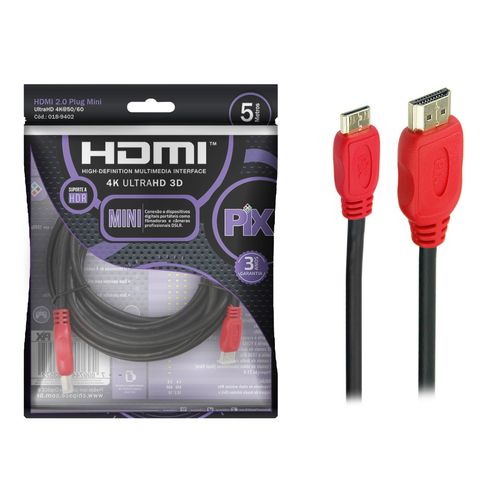 Cabo Mini Hdmi x Hdmi 2.0 4K Hdr, 5 Metros - Pix 018-9402