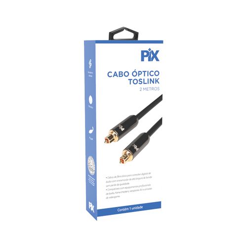 Cabo De Áudio Óptico Toslink 2 Metros Premium - Pix 018-4788
