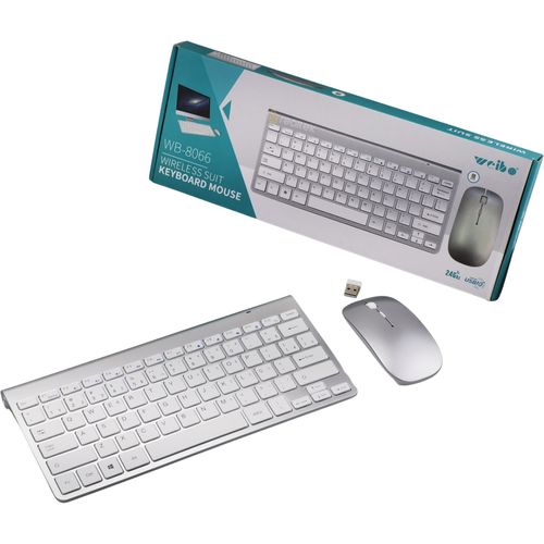 Kit Teclado e Mouse Sem Fio 2.4Ghz Branco - Weibo WB-8066
