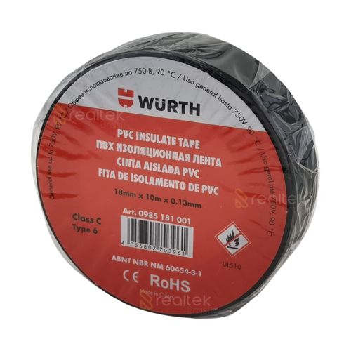 Fita Isolante Preta, Wurth - 18mm x 10m