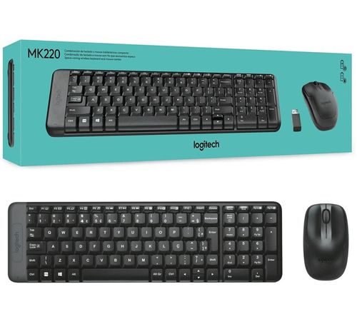 Kit Teclado e Mouse Sem Fio - Logitech MK220