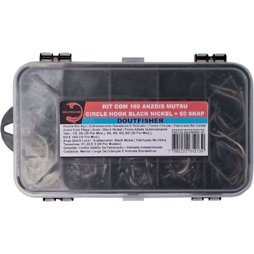 Kit Com 160 Anzóis Mutsu Circle Hook + 60 Snap Quick Lock
